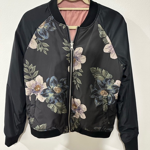 Jackets & Blazers - Floral Black Bomber Jacket